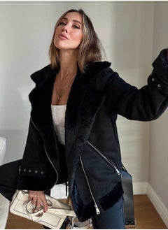 Generic Women turkish suede jacket with inner fur and leather belts  - Image 5