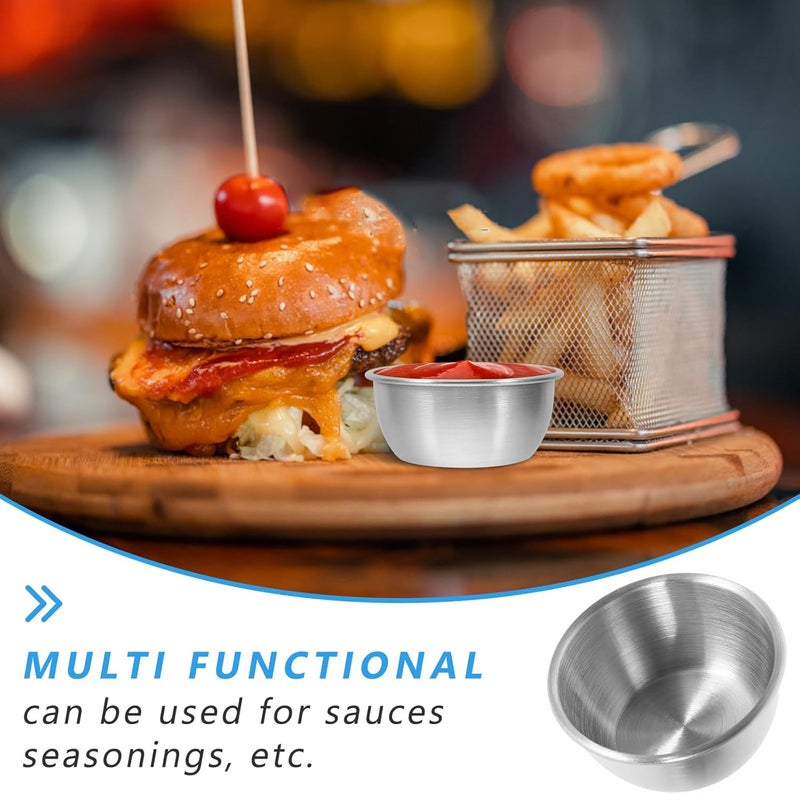 6Pcs 50Ml Stainless Steel Sauce Cups Small Condiment Bowls for Ketchup Dipping Sauce Vinegar Storage Sturdy for Kitchen and Dining - Image 3