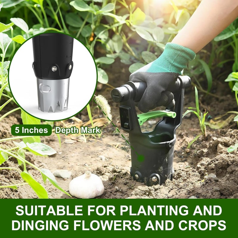 GARDTEC Sturdy Bulb Planter, 5 inches Depth Hand Bulb Planting Tool, Heavt Duty Stainless Steel Garden Soil Release Tool & Transplanter for Plants Seeds and Digging Tulips - Image 3