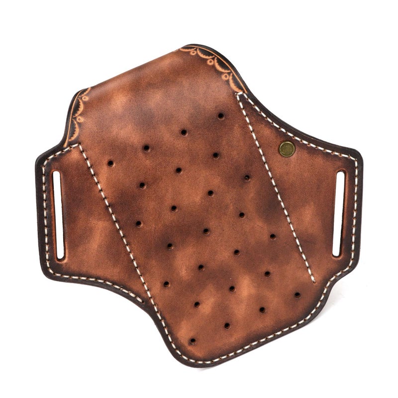TOURBN Tourbon Leather Cell Phone Holster Pouch Case Tool Multitool Sheath Flashlight Slot Holder & Keychain Clip with Magnetic Closure for Belt (Brown) - Image 4