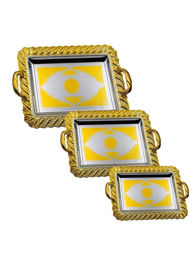 BASURRAH 3 Pieces Steel Serving Tray Set  - Image 1