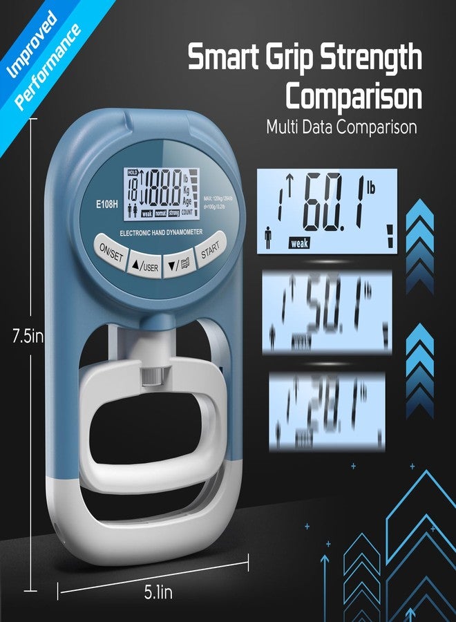 Enaud Grip Strength Tester Hand Dynamometer - Electronic Meter Digital Agarre Grip Strength Trainer 265 Lbs / 120 Kgs with Accessory for Sports Home School Gym Use - Image 3