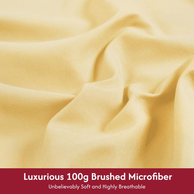 LONAVA California King Size Sheet Set - 6 Piece Hotel Luxury Wrinkle-Free Microfiber Sheet  Oeko-TEX Certified  Breathable & Elastic  16"" Deep Pockets  Pale Yellow - Image 2