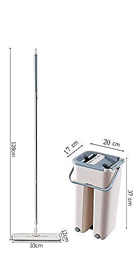 MOSHTU Microfiber Flat Mop with Bucket, Cleaning Squeeze Hand Free Floor Mop, Extra 1 Reusable Mop Pads, Stainless Steel Handle - Image 5