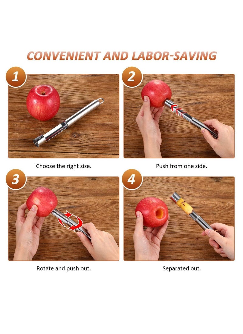 Y&D Corer, Lever Tool by Stainless Multi-Function Fruit Corer and Pitter Remover Set with Serrated Blade Pear 4 Sizes for Home Kitchen, Pear, Cherry, Jujube Red Date Pieces  - Image 3
