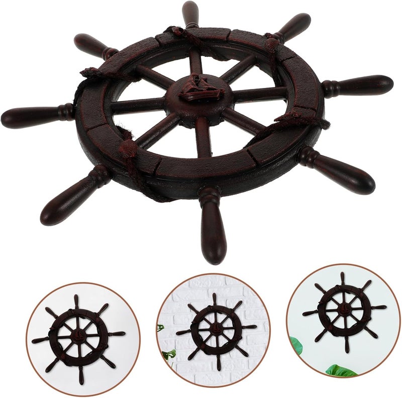 ULTECHNOVO Nautical Wooden Rudder Wall Hanging Decor Ocean-Themed Ship Steering Wheel Art for Home Bar Creative Nautical Decoration Unique Design - Image 3