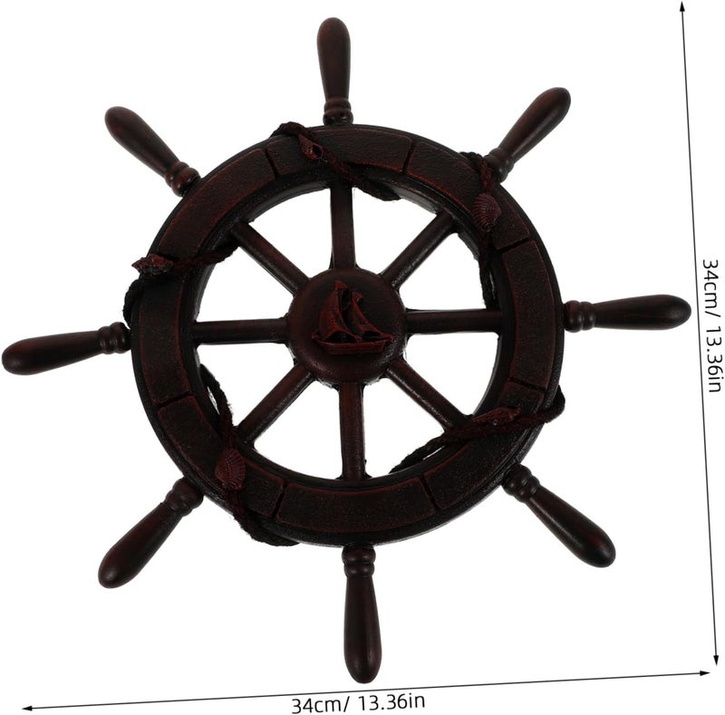 ULTECHNOVO Nautical Wooden Rudder Wall Hanging Decor Ocean-Themed Ship Steering Wheel Art for Home Bar Creative Nautical Decoration Unique Design - Image 2