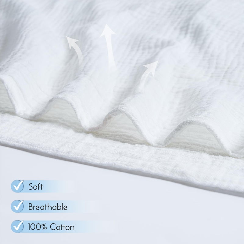 Meracorallo Muslin Swaddle Blanket, 100% Cotton Receiving Blanket Soft and Breathable Swaddle Wrap for Baby Boys and Girls, White - Image 3