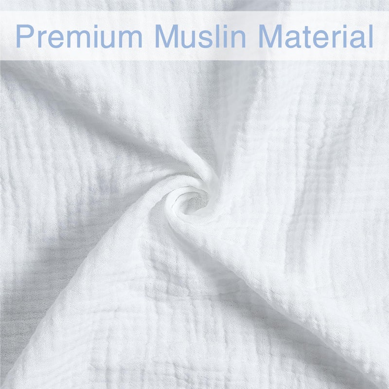 Meracorallo Muslin Swaddle Blanket, 100% Cotton Receiving Blanket Soft and Breathable Swaddle Wrap for Baby Boys and Girls, White - Image 5