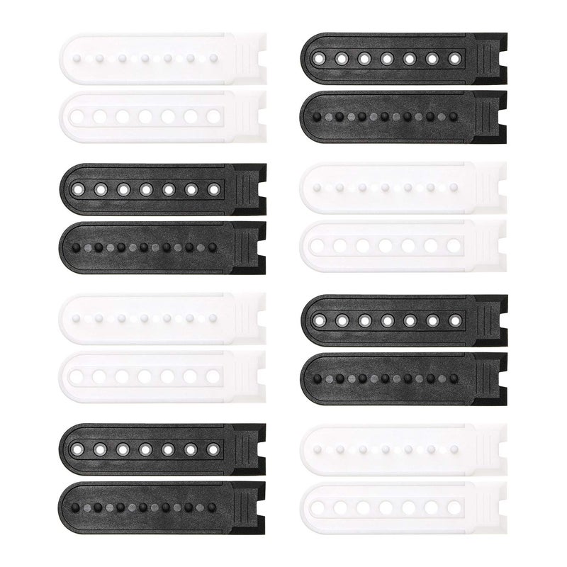 PENTA ANGEL 8 Pairs Black & White Plastic Snapback Strap with 7 Holes Hats Caps Replacement Fastener Repair Snap Buckle Strap (Black and White) - Image 1