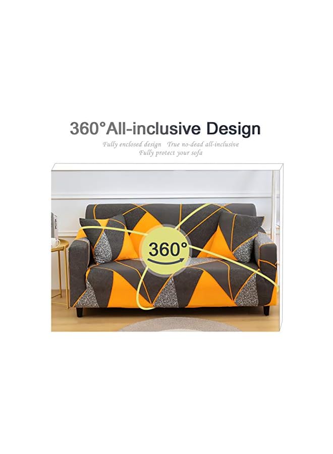 The Bros 1 Seater Cotton Stretch Sofa Slipcover Fashion Geometric Style All-inclusive Stretch Universal Sofa Cover Slipcover Washable Anti-Skid Stretch Soft Couch Cover For Living Room Bed Room - Image 2