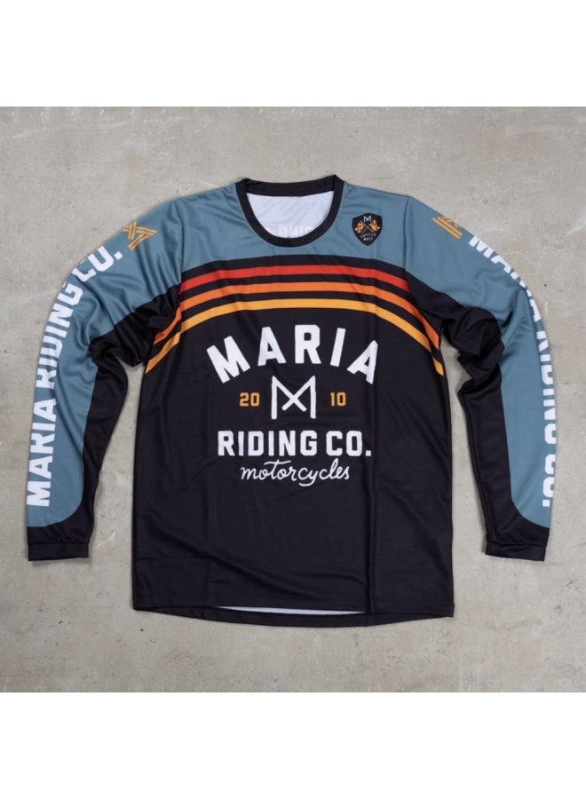 New Maria Motorcycle Retro Men's And Women's Summer Off-road Motorcycle Cycling Clothing Long-sleeved Breathable T-shirt Mountain Downhill Clothing