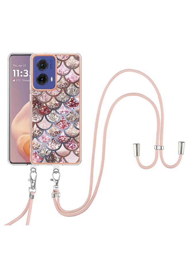 S-TOP Case For Motorola Moto G85 Electroplating Pattern IMD TPU Shockproof Case with Neck Lanyard - Image 2