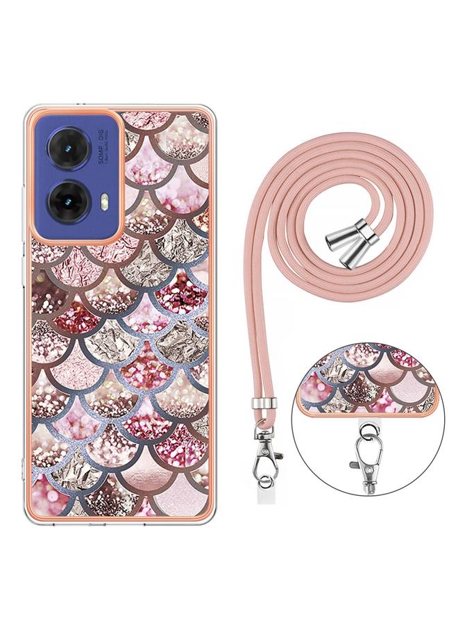 S-TOP Case For Motorola Moto G85 Electroplating Pattern IMD TPU Shockproof Case with Neck Lanyard - Image 4