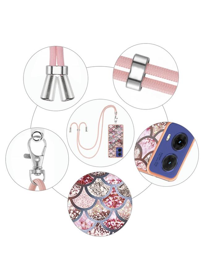 S-TOP Case For Motorola Moto G85 Electroplating Pattern IMD TPU Shockproof Case with Neck Lanyard - Image 5