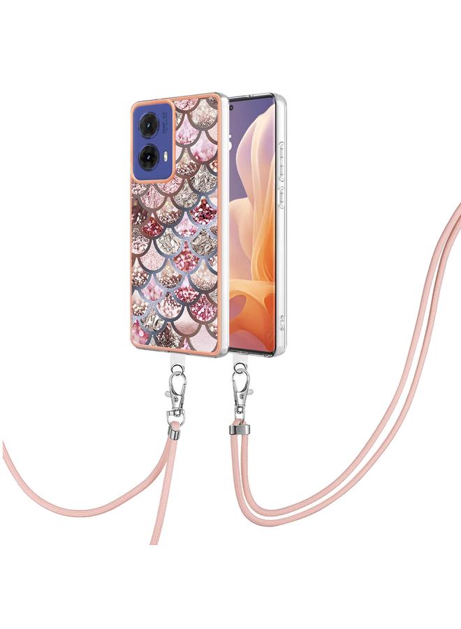S-TOP Case For Motorola Moto G85 Electroplating Pattern IMD TPU Shockproof Case with Neck Lanyard - Image 1