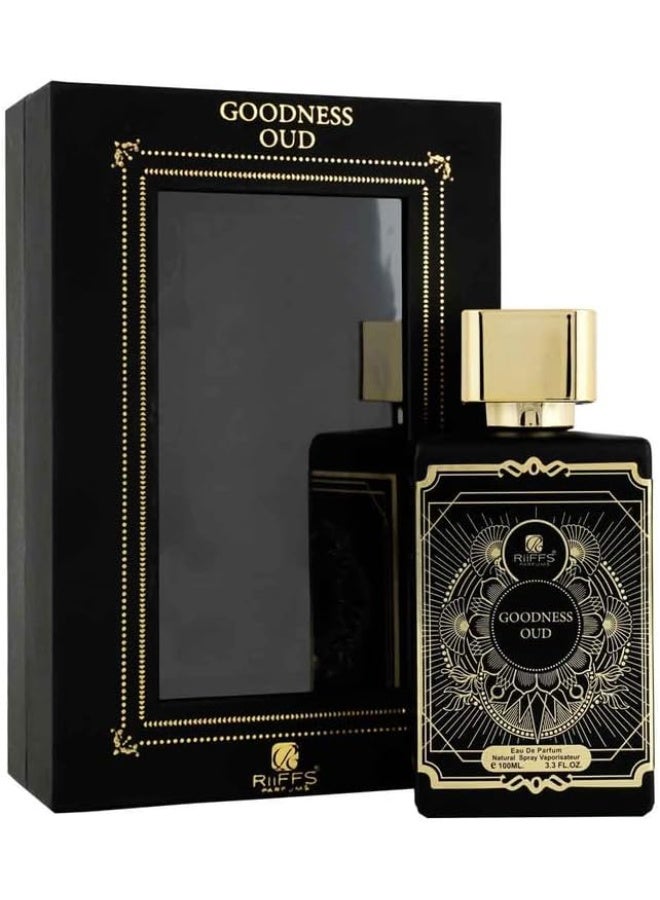 RIIFFS PERFUMES RiiFFS Goodness Oud Black Perfume For Men | Long-Lasting Eau De Parfum | Bold & Empowering Fragrance with Oud, Saffron, Patchouli & Musk – for Special Occasions, 100ml - Image 1