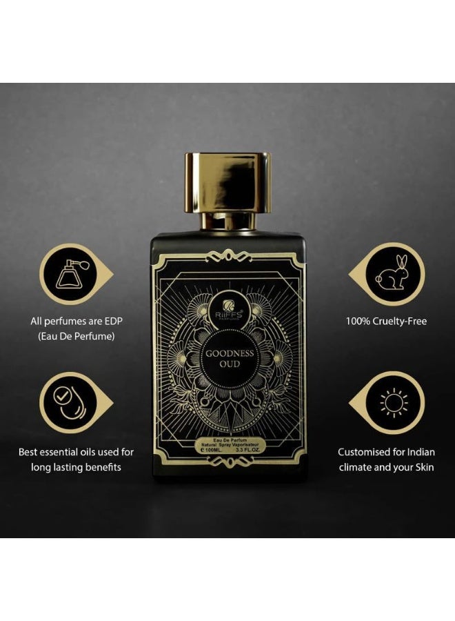 RIIFFS PERFUMES RiiFFS Goodness Oud Black Perfume For Men | Long-Lasting Eau De Parfum | Bold & Empowering Fragrance with Oud, Saffron, Patchouli & Musk – for Special Occasions, 100ml - Image 3