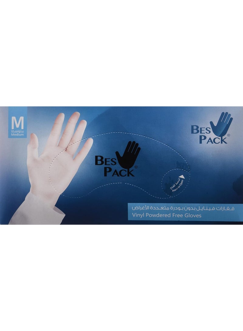 Blue Line Powder Free Vinyl Gloves - 100 Pieces, Large