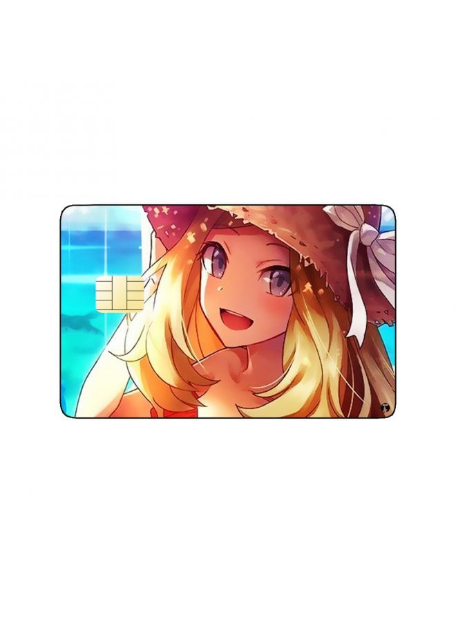RKN PRINTED BANK CARD STICKER Cute Blond Anime Girl With Hat - Image 1