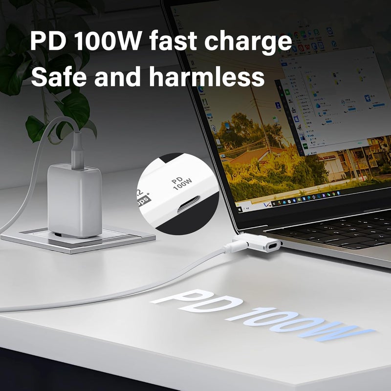 SinLoon USB C 32 Adapter 10Gbps USB C Male to Female with 100W PD Power Supply Adapter for Laptop Tablet Phone  White - Image 3