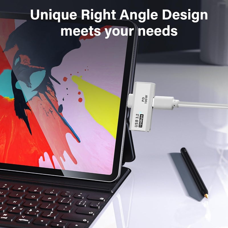 SinLoon USB C 32 Adapter 10Gbps USB C Male to Female with 100W PD Power Supply Adapter for Laptop Tablet Phone  White - Image 4