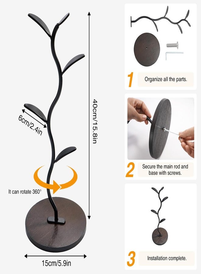 PEFWO Mug Holder, Coffee Mug Holders Tree with 5 Hooks, Metal Coffee Cup with Stable Wooden Base, Countertop Organizer for Kitchen & Cafe - Image 5