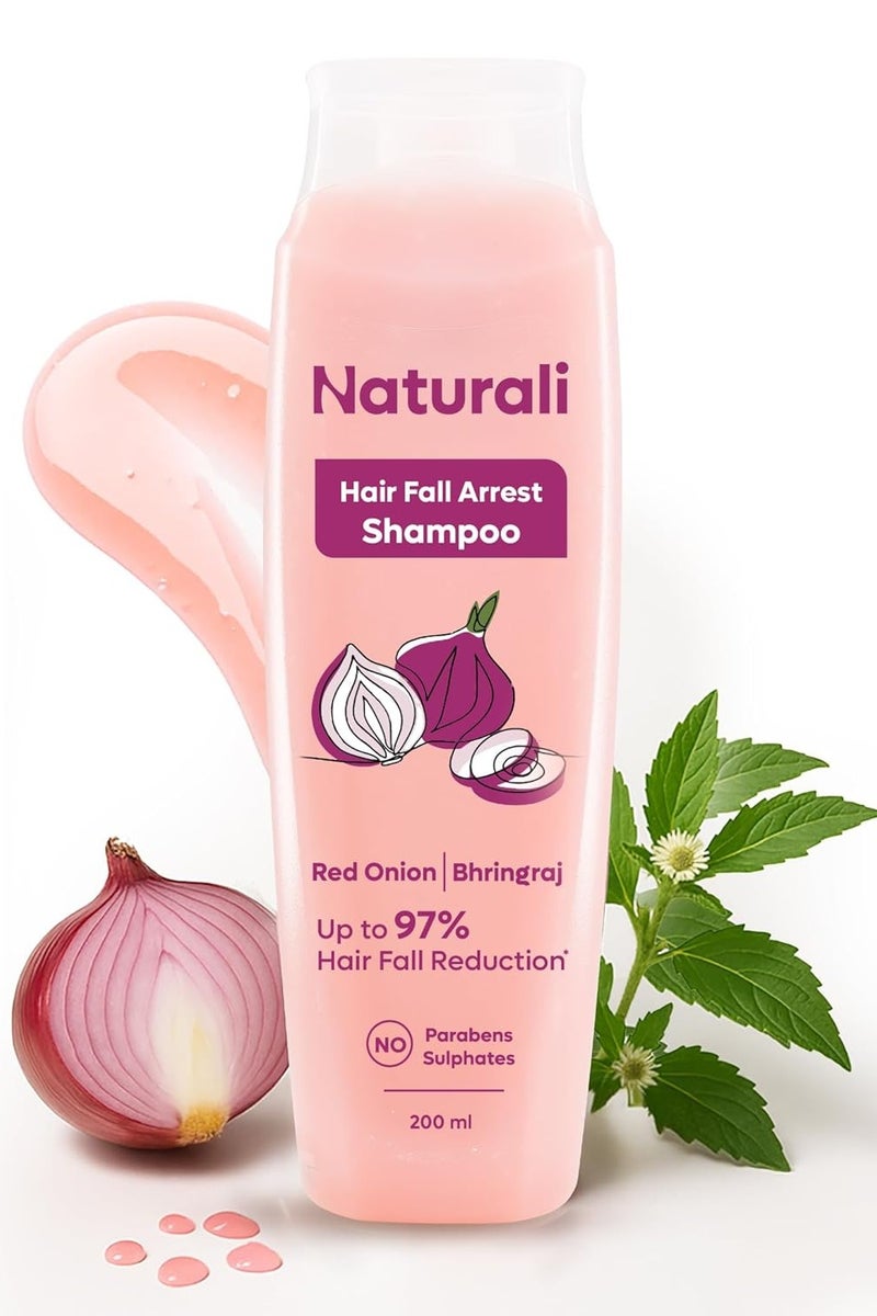 طبيعي شامبو لمنع تساقط الشعر بالبصل الأحمر والبهرنجراج | يتحكم في تساقط الشعر | شامبو خالٍ من البارابين والكبريتات | شامبو لمنع تساقط الشعر للرجال والنساء | 200 مل - Image 1