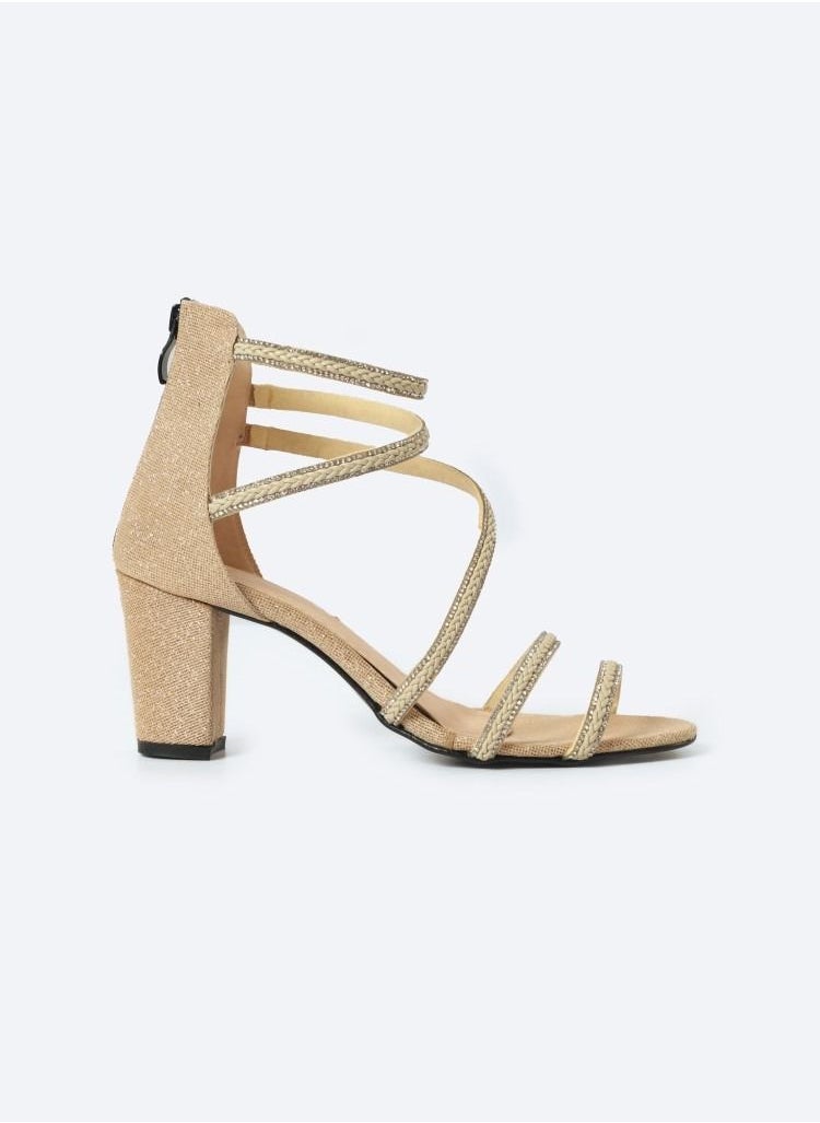 Zahwa - Half-boot Leather Sandals With Diamond-studded 5 Barrettes And 7cm Medium Height Heels - Image 1