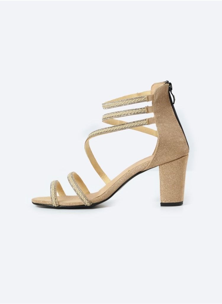 Zahwa - Half-boot Leather Sandals With Diamond-studded 5 Barrettes And 7cm Medium Height Heels - Image 1