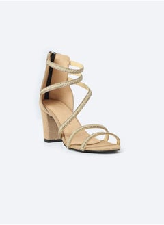Half-boot Leather Sandals With Diamond-studded 5 Barrettes And 7cm Medium Height Heels
