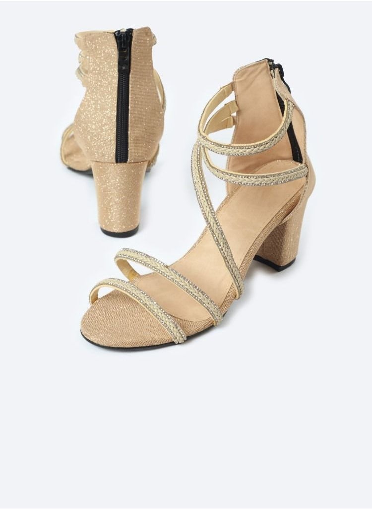 Zahwa - Half-boot Leather Sandals With Diamond-studded 5 Barrettes And 7cm Medium Height Heels - Image 1