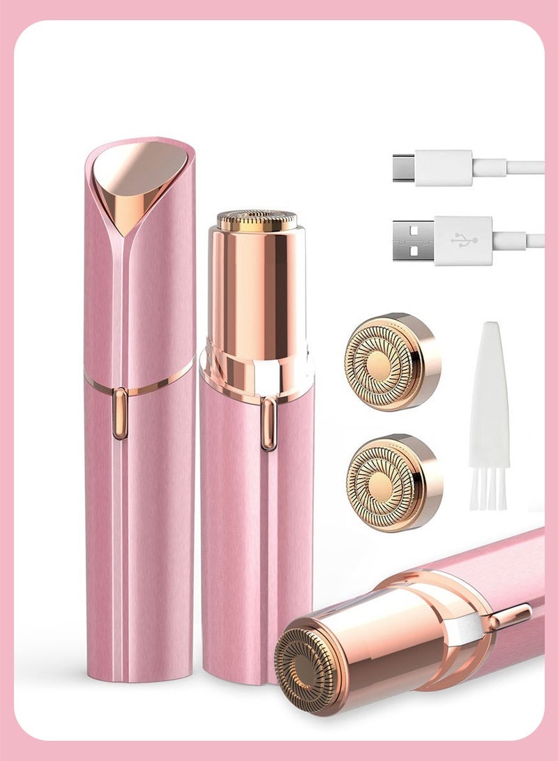 Facial Hair Removal for Women, Painless Epilator Hair Remover Device with 2 Pcs Replacement Heads , USB Rechargeable Face Electric Razor and Trimmer for ladies Lip, Chin, Arms - Image 1