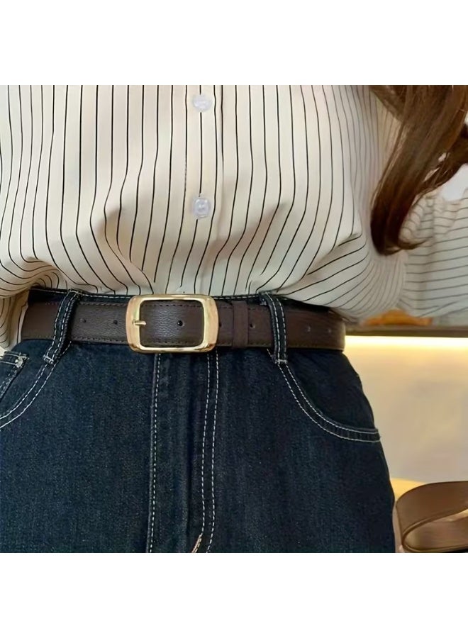 Goolsky Women's Golden Buckle Belt - Retro Classic Dress Belt with Smooth Slim Waist, Versatile for Jeans, Dresses, Wedding, Party Outfits - Formal & Casual Wear Accessory (Standard Size) - Image 5