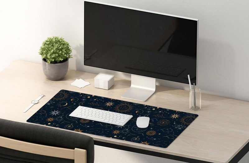 SSOIU Celestial Stars and Magic Eyes XXL Desk Mat, Extended Gaming Mouse Pad, Non-Slip Rubber Base, Waterproof Coating, Superfine Fiber & High Elasticity Natural Rubber Material, 35.5" x 15.7" - Image 5