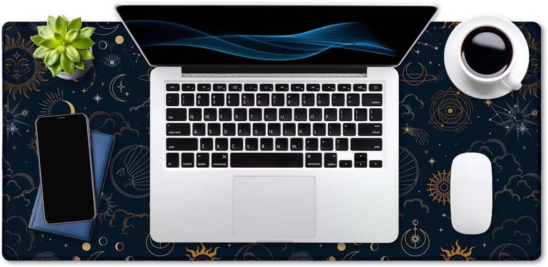 SSOIU Celestial Stars and Magic Eyes XXL Desk Mat, Extended Gaming Mouse Pad, Non-Slip Rubber Base, Waterproof Coating, Superfine Fiber & High Elasticity Natural Rubber Material, 35.5" x 15.7" - Image 4