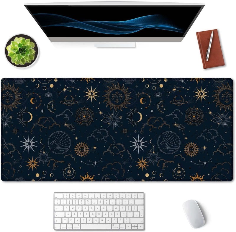 SSOIU Celestial Stars and Magic Eyes XXL Desk Mat, Extended Gaming Mouse Pad, Non-Slip Rubber Base, Waterproof Coating, Superfine Fiber & High Elasticity Natural Rubber Material, 35.5" x 15.7" - Image 3