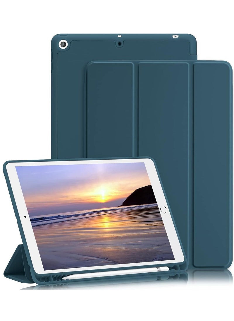 Raxoom iPad 9th/8th/7th Generation Case (2021/2020/2019) - iPad 10.2-Inch Case with Pencil Holder, Slim Soft TPU Back Smart Magnetic Stand (Marine Blue) - Image 1
