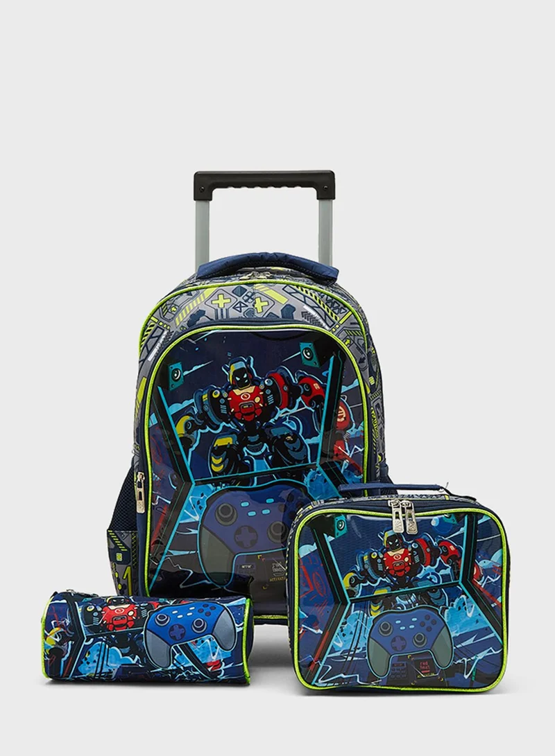 ايروبوستال Kids Car Printed Trolley Bag Set