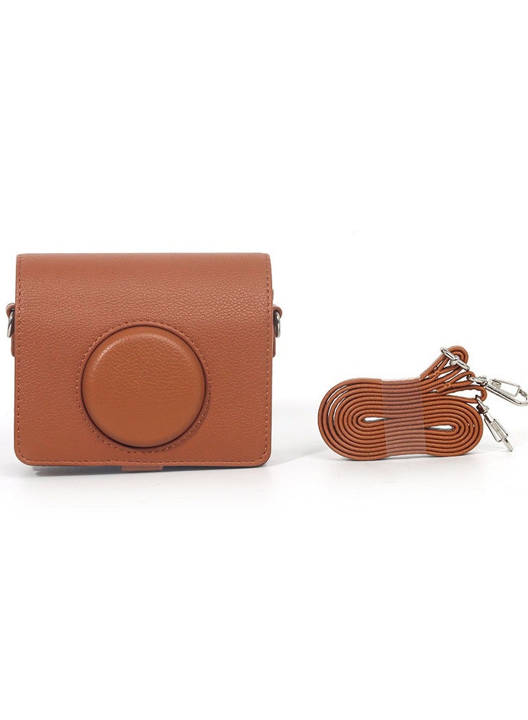 general Case for Fuji Mini EVO,Camera Case Compatible for Fuji Mini EVO Camera with Adjustable Shoulder Strap in Brown Lychee Texture Horizontal Style - Image 1