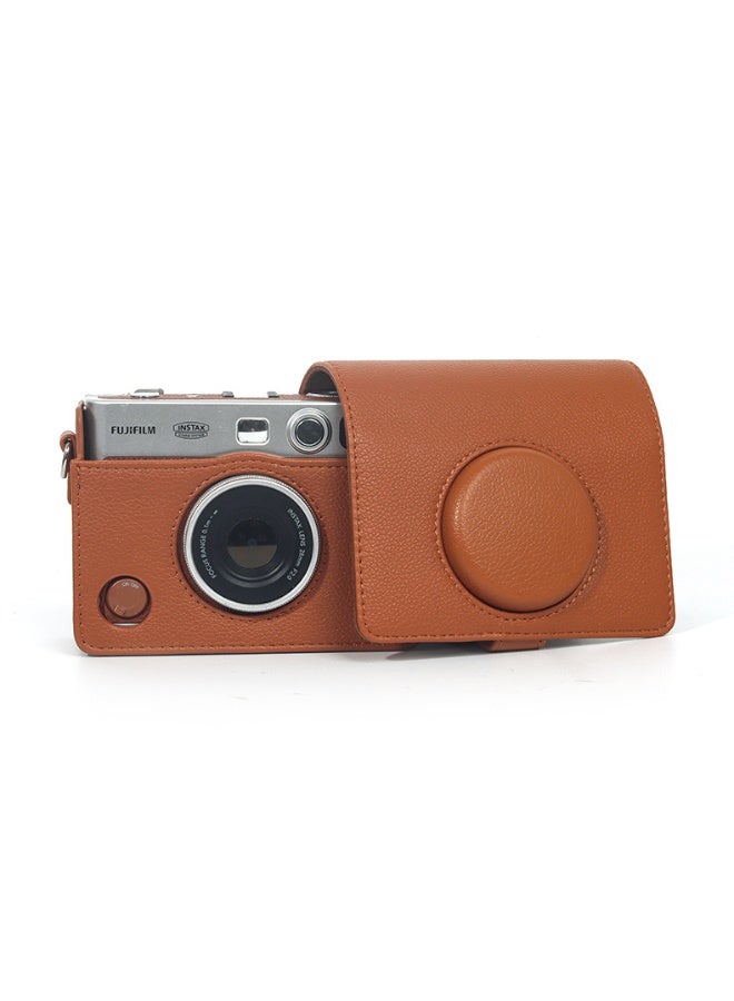 general Case for Fuji Mini EVO,Camera Case Compatible for Fuji Mini EVO Camera with Adjustable Shoulder Strap in Brown Lychee Texture Horizontal Style - Image 5