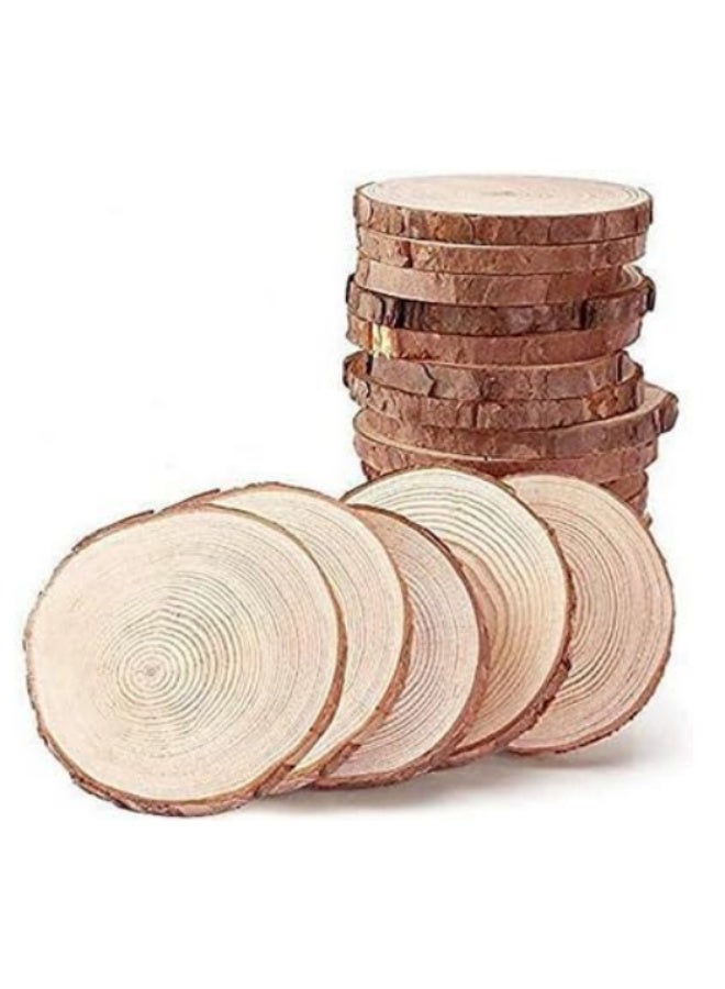 Natural, unfinished, plain wood slices, 8-10 cm long, with bark. Rustic wood pieces, pack of 5, for crafts and hobbies. - Image 1