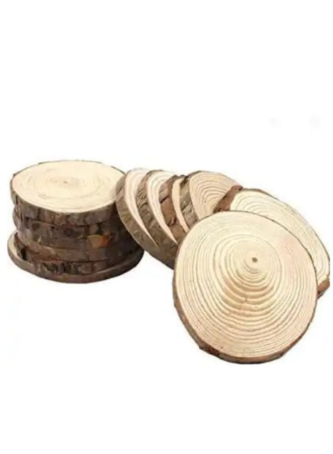 Natural, unfinished, plain wood slices, 8-10 cm long, with bark. Rustic wood pieces, pack of 5, for crafts and hobbies. - Image 2