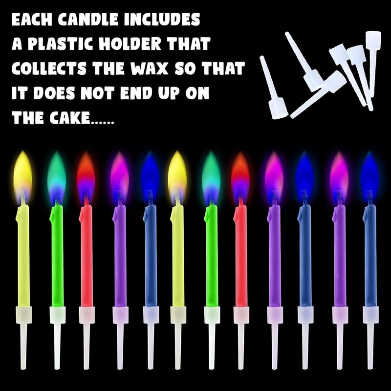 Party Propz Party Propz Multicolor Flame Birthday Candles 12 Pcs Candles for Birthday Decoration Birthday Candle Birthday Candles for Cake Cake Candles for Birthday Happy Birthday Candles - Image 3