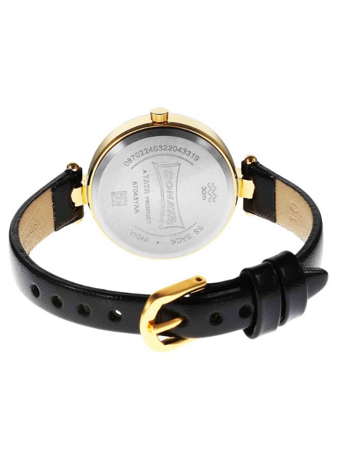 Sonata 87043YL01 Women's Watch – Pink Dial, Black Leather Strap, Quartz Movement, 30 m Water Resistance - Image 4