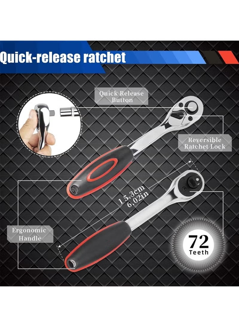 Mechanic Tools Kit for Automotive Repair - 46 Pieces - 32x19.5x18 cm - Black - Image 2