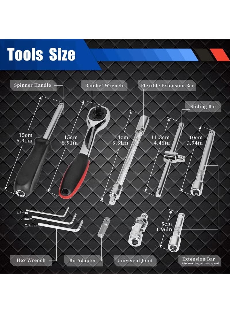 Mechanic Tools Kit for Automotive Repair - 46 Pieces - 32x19.5x18 cm - Black - Image 3