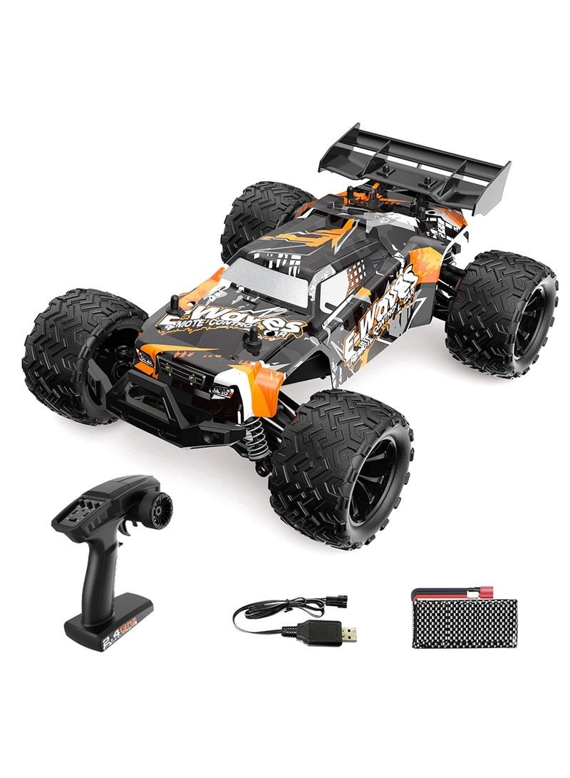 إكستريم 1/14 مقياس XTREME SPEED 9002E لجميع التضاريس 4WD RC سيارة 40 كم / ساعة محرك عالي السرعة بدون فرش ، جهاز تحكم عن بعد 2.4 جيجا هرتز ، شاحنة سباق للطرق الوعرة مقاومة للماء للبالغين والأطفال هواية الصف مع صدمات معدنية ، إطارات مضادة للانزلاق وفروق مزدوجة - Image 1