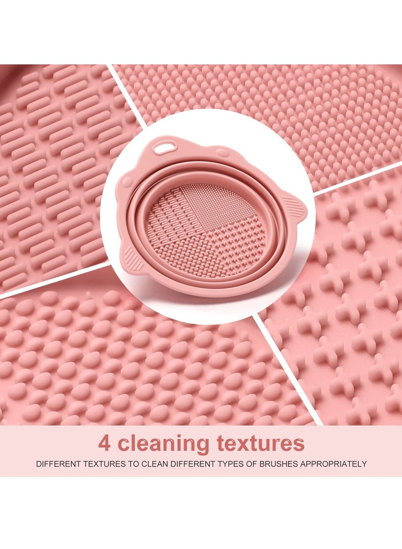 1 pcs (Pink)Foldable Silicone Makeup Brush Cleaner Bowl -  Portable Cleaning Tool for Brushes, Powder Puffs, and Sponges - Image 3