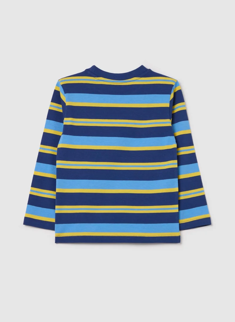Ovs Long-Sleeved T-Shirt In Striped Cotton.